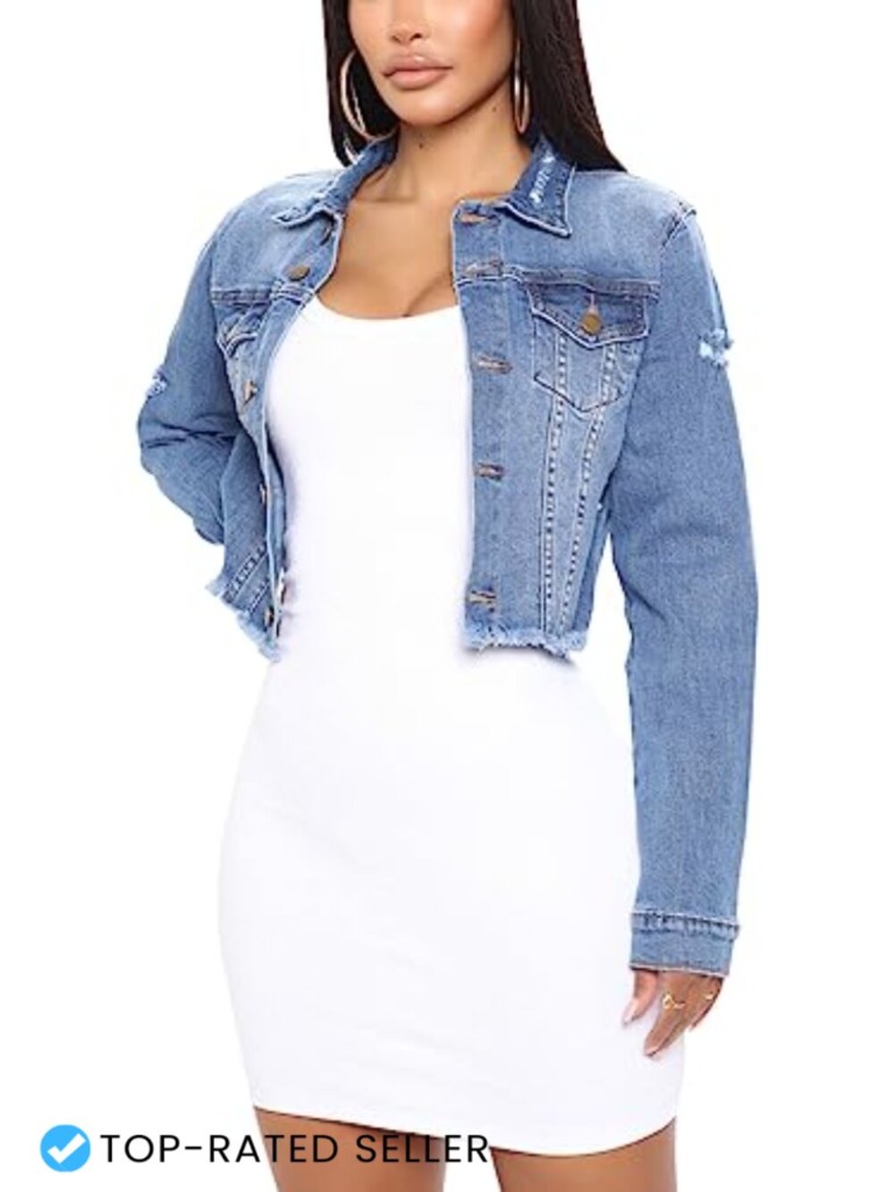 Women's Denim Bomber Jacket Long Sleeve Zip Front Casual Coat
